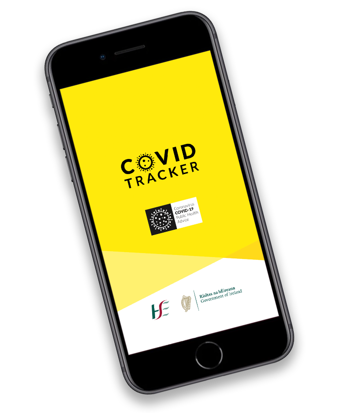 HSE Covid Tracker App displayed on smart phone